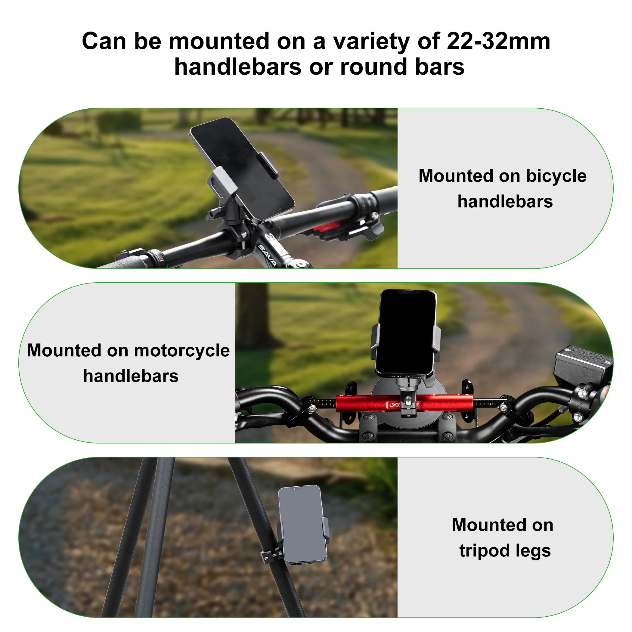 FANAUE Motorcycle Phone Holder with Anti-Theft Quick Release