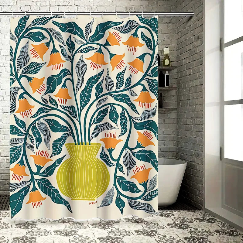 Elegant Floral Bouquet Shower Curtain for a Touch of Nature  Bathroom  Eco-Friendly Fabric   Non-Toxic   Spring Home Decor