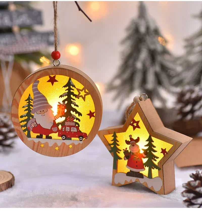 Christmas Decorations LED Night Light Luminous Christmas Tree Pendant Santa Claus Snowman Pendant Ornament Xmas Night Lights