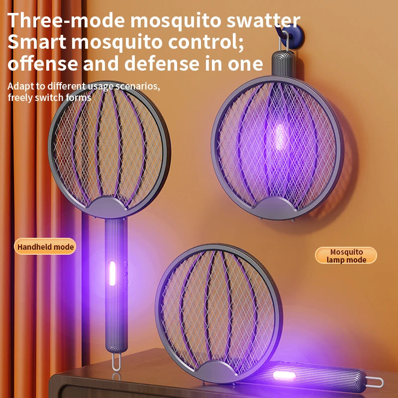 Foldable Electric Mosquito Swatter Safety Mesh USB Rechargeable Child Lock Portable for Travel Camping Indoor Outdoor Zapper