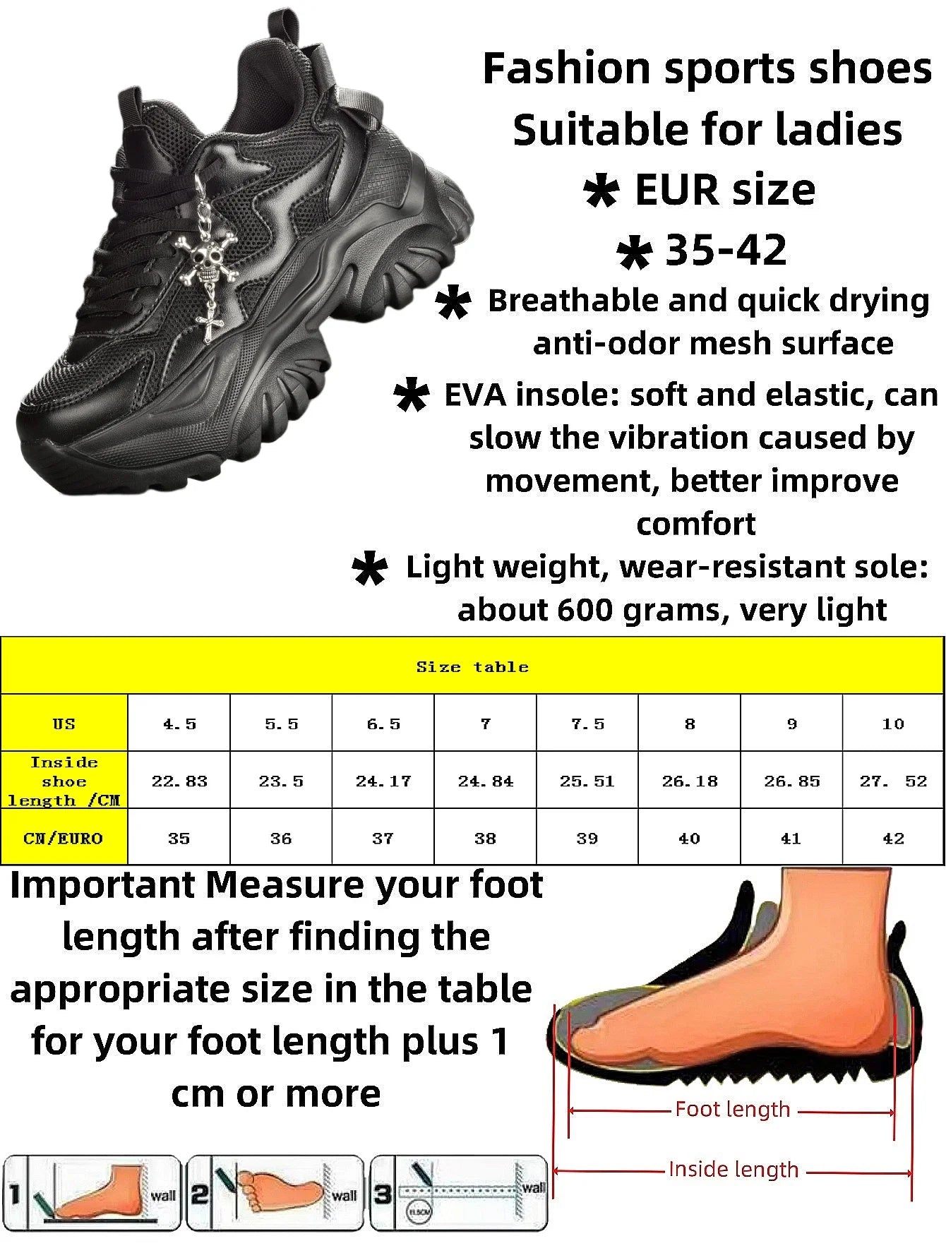 Women’s Punk Platform Sneakers Lace-Up High Heel Shoes