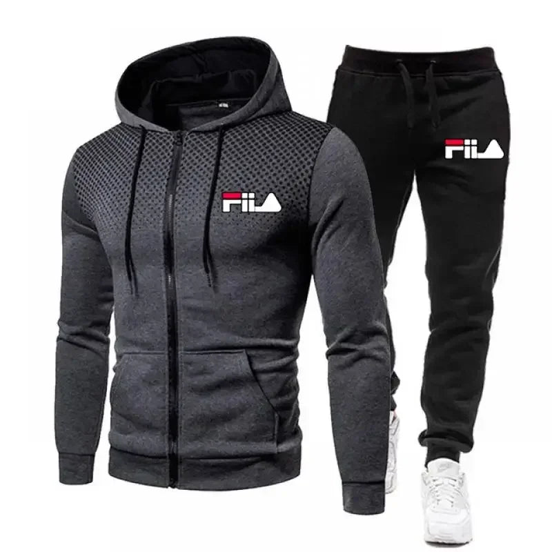 Men’s Hooded Tracksuit Set Zipper Hoodie & Joggers