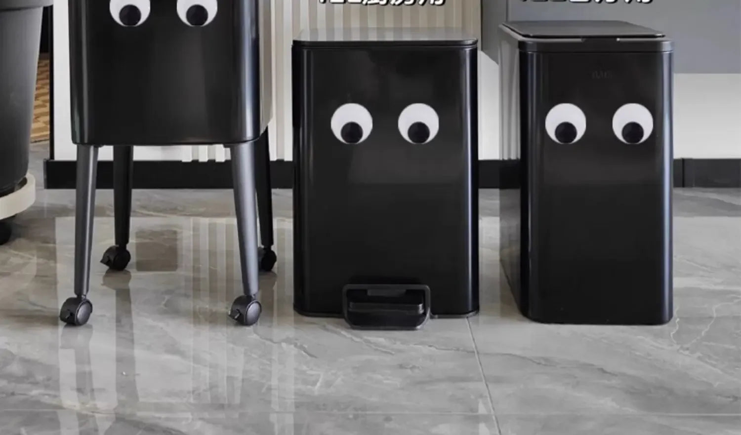 Kitchen Eye-Catching Garbage Can High-Standing Trash Bin Stylish Home Living Room Roller Creative Mobile Bedroom Bin
