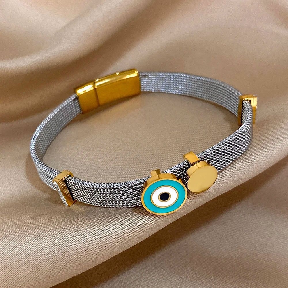 Greatera Round Eye Watch Bracelet Five-pointed Star Accessory Strap Design Stainless Steel Women's Bangle Gift Jewelry Trendy