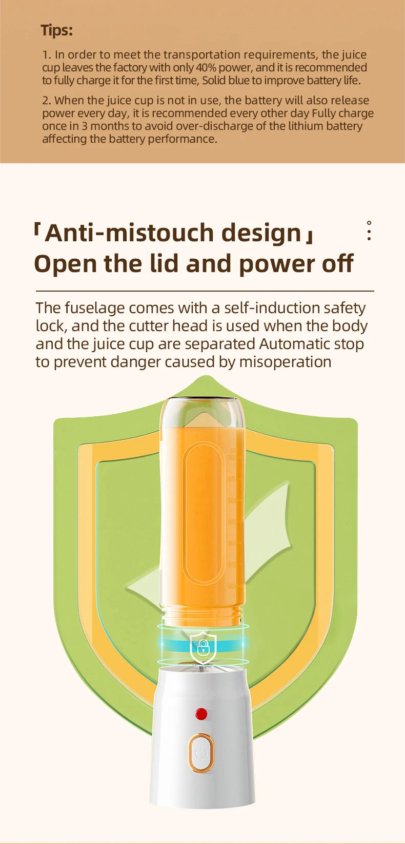 Portable Electric Blender 40W USB Rechargeable Cordless Juicer High Powerful Juicer Cup For Smoothie Milkshake Juice Food