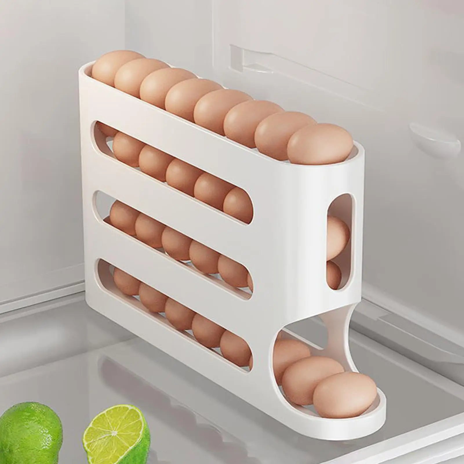 4 Layers Automatic Egg Roller New Household Kitchen Dedicated Egg Roller Rack Space Saving Large Capacity Egg Organiser