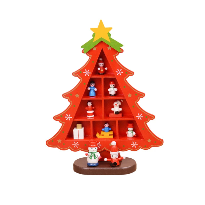 Christmas Decorations DIY Wooden Xmas Tree Table Desktop Ornaments Wood 3D Christmas Tree Craft For Navidad New Year Kids Gifts