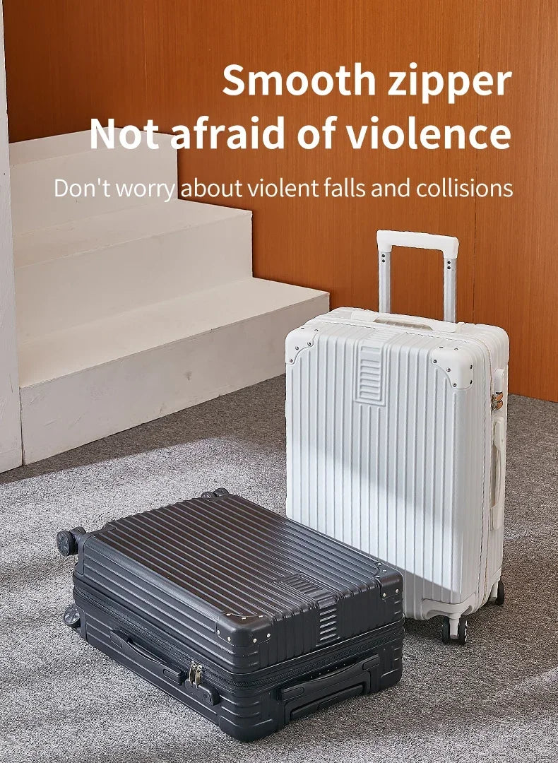 Aluminum Alloy Carry-On Luggage with Cup Holder Spinner Case