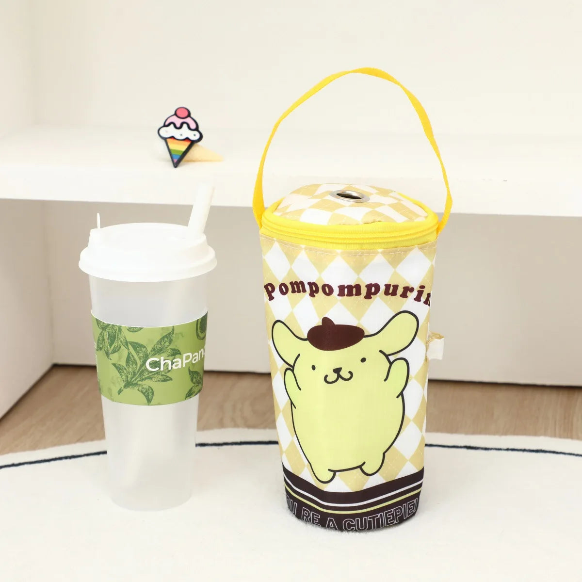 Cute Stitch Lingge Printed Portable Insulated Cooler Bag Tea Tote Bag Cartoon Eco-Friendly Carrying Insulated Cup Cover Handbag