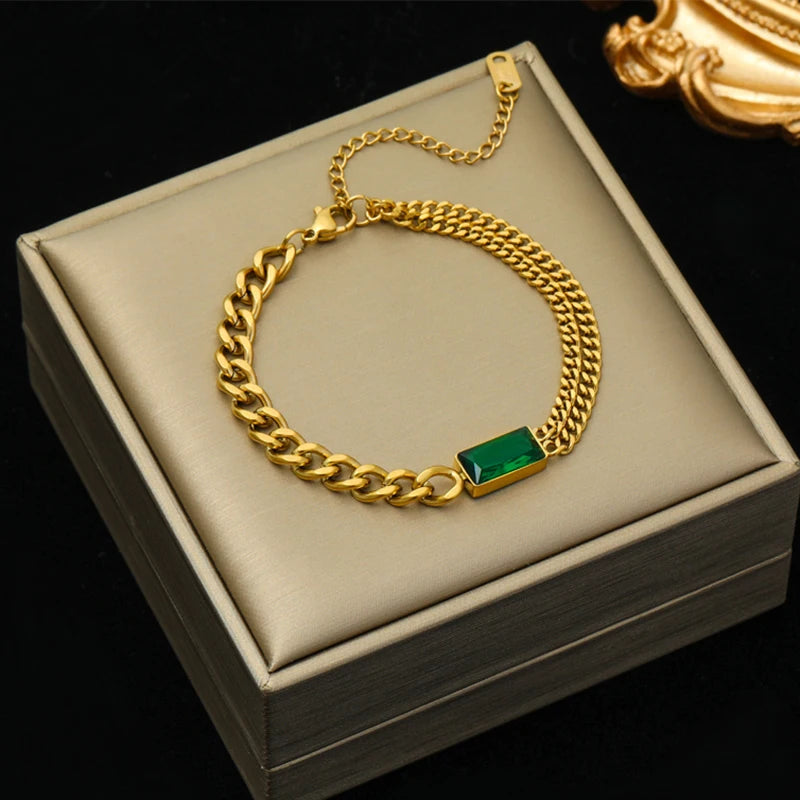 Green Crystal Necklace, Bracelet & Earrings Set