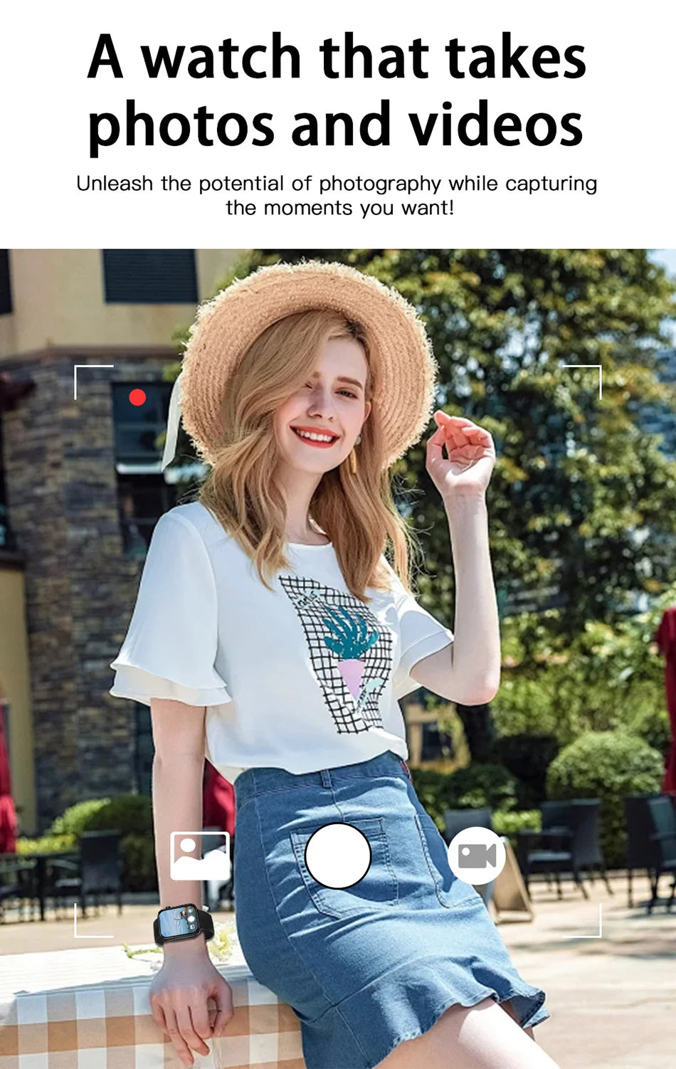 Camera Smart Watch with Video, BT Call & Health