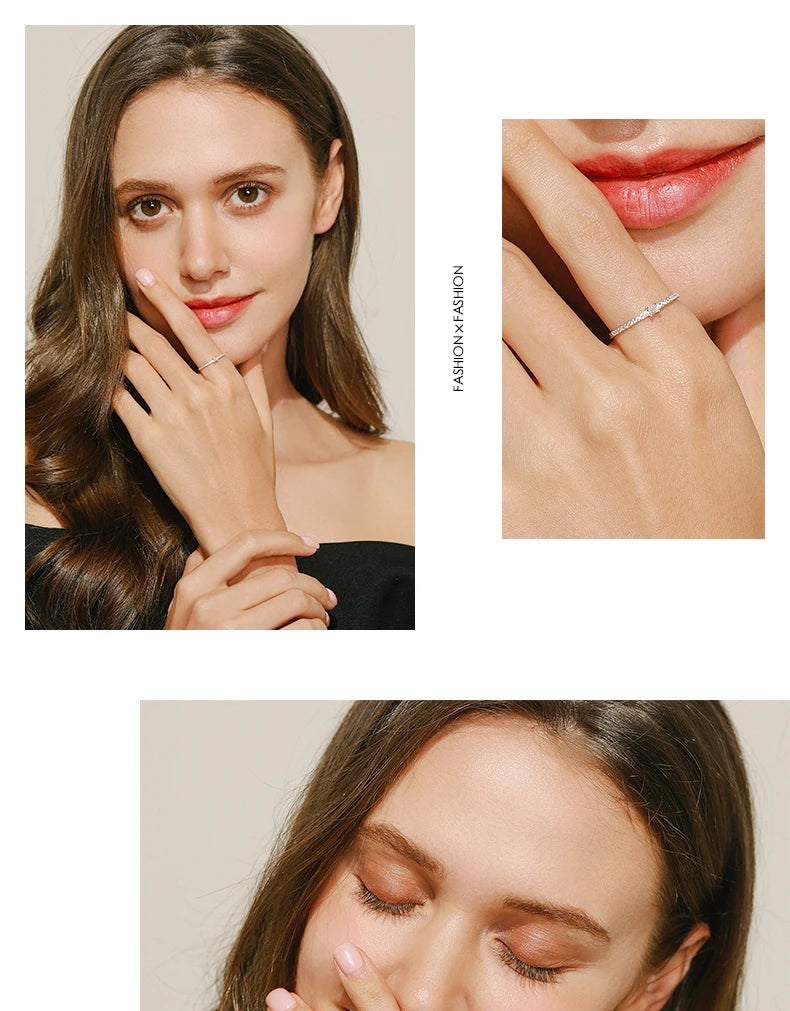 Modian 2021 Real 925 Sterling Silver Simple Square Clear CZ Charm Gold Color Finger Rings For Women Wedding Engagement Jewelry