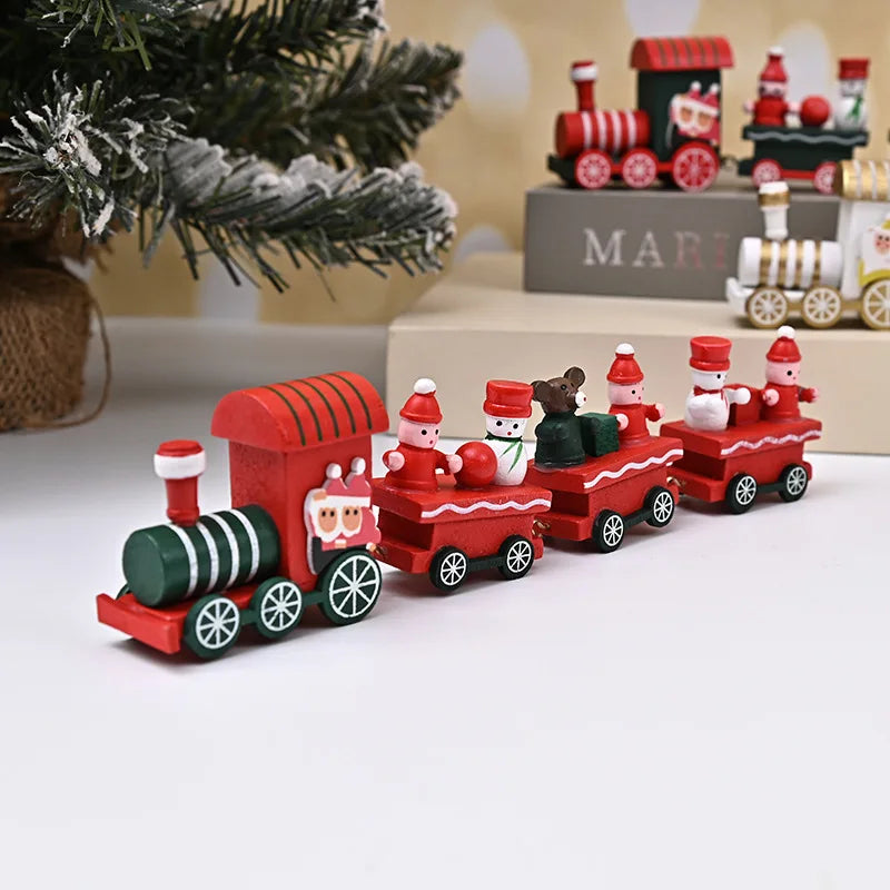 Wooden Christmas Small Train Xmas Ornaments Merry Christmas Decor For Home Happy New Year 2025 Creative Kids Naviidad Gifts Gift