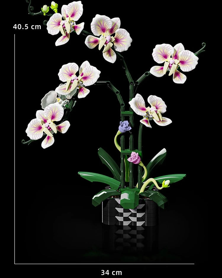 Simulation Flowers Building Block Toy Eternal Potted Plant Butterfly Orchid Bouquet  Bricks Home Ornament Toy for Girls Mom Gift