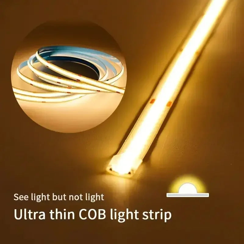 5V USB COB LED Light Strip Linear Touch Dimmable Flexible Diode Tape Home Christmas Lights TV Mirror Backlight Room Decoration