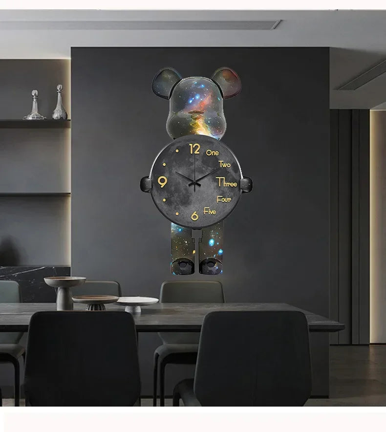 Large Bear Wall Clocks CreativeBear Wall Clock Aesthetic Giant Wall-clock Luxury Living Room Decoration Dining Room Ornament