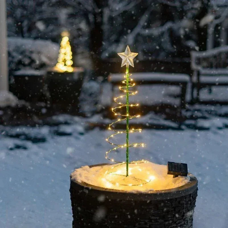 Solar Christmas TreeOutdoor Stand Garden LED Ground Lamp String Saterproof IP65 Star Lantern Decorative Home Decor