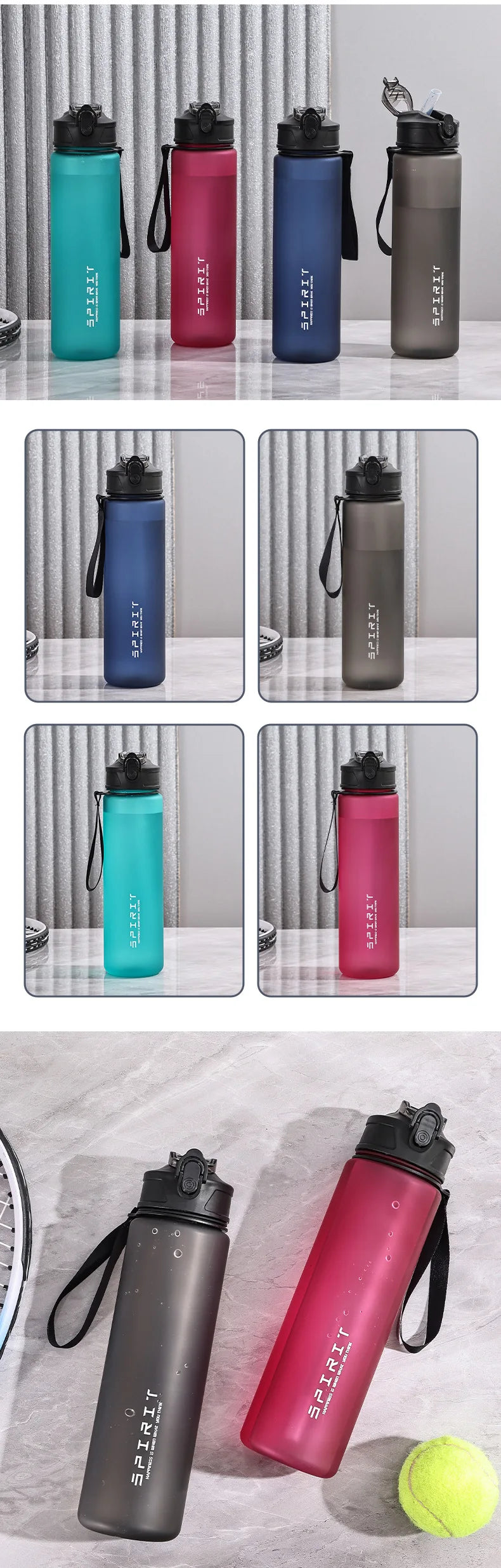 750ml Sports Water Bottle with Straw & Lock