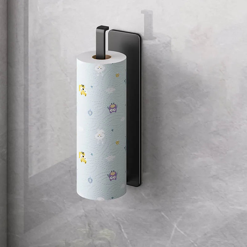 Wall-Mounted Kitchen Tissue Holder Free-Punching Roll Paper Storage Rack Kitchen Tissue Preservation Film Towel Storage Rack