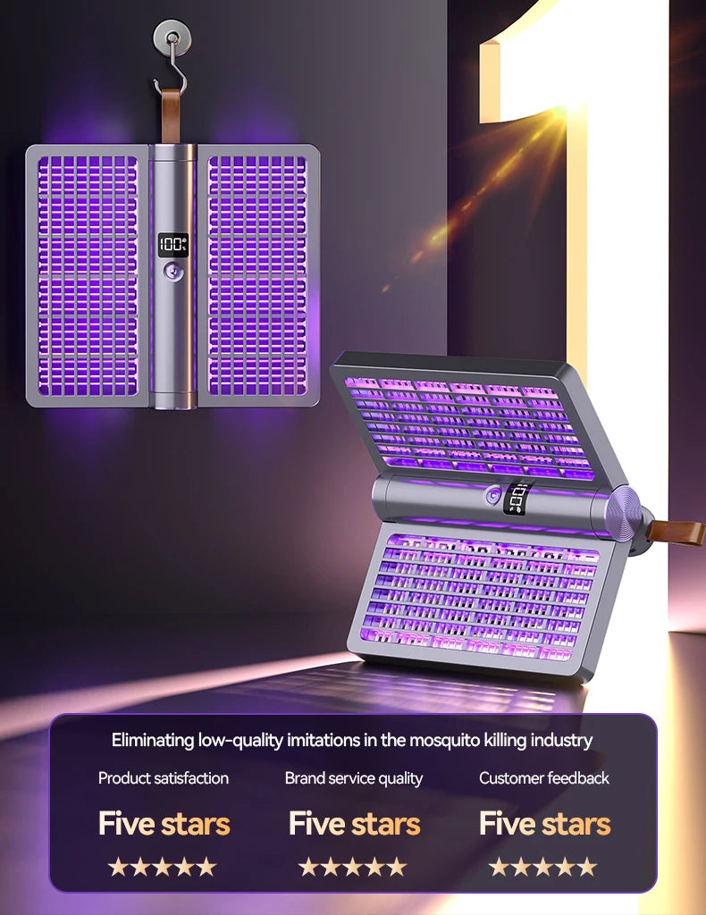 Electric Shock Mosquito Swatter Foldable Zapper Anti Mosquito Lamp Repellent Killer Rechargeable Portable Indoor Outdoor Use