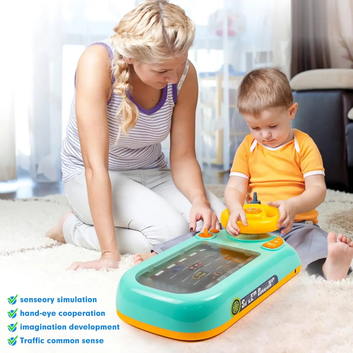 Musical Steering Wheel Toys for Boys 4-6 Toddler Simulated Driving Racing Car Game with Sound  Interactive Educational Learning