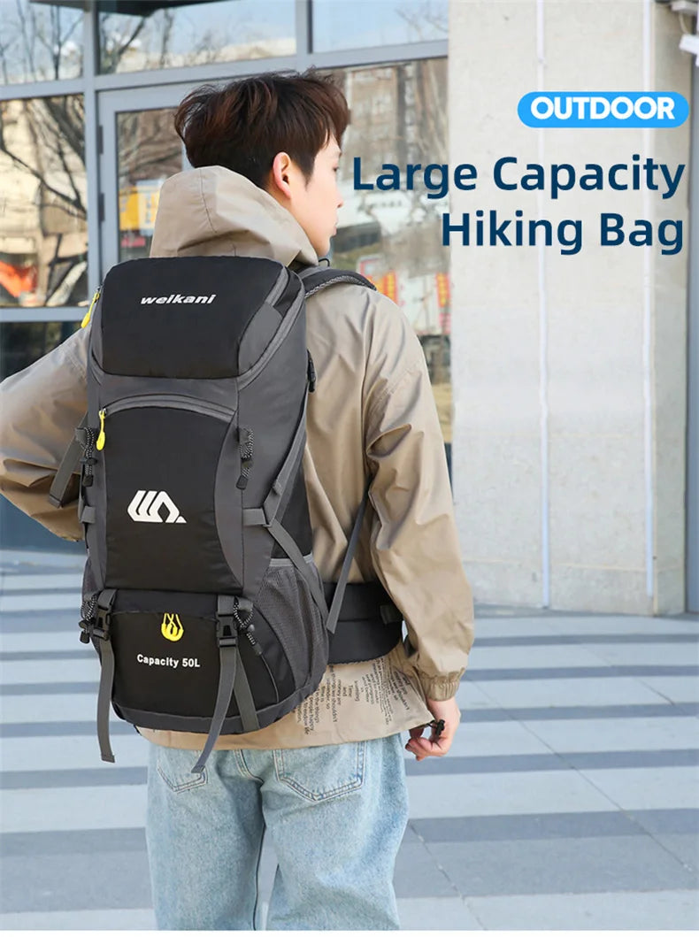50L Waterproof Hiking Backpack with Shoe Pocket
