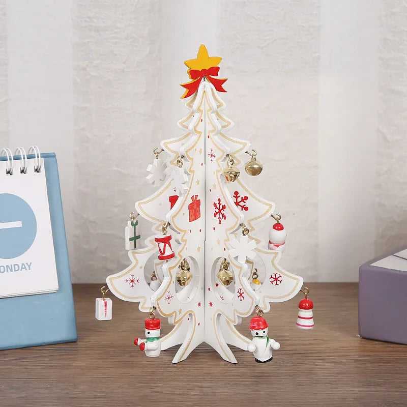 Christmas Tree Children's Handmade DIY Stereo Wooden Christmas Tree Scene Layout Christmas Decorations Ornaments Hot