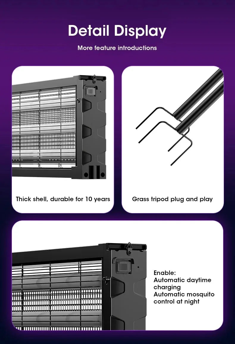 Solar Outdoor Mosquito Killer Lamp UV Light Trap Electric Shock Waterproof  Auto On Off Light Sensor Eco Friendly  Garden Camp