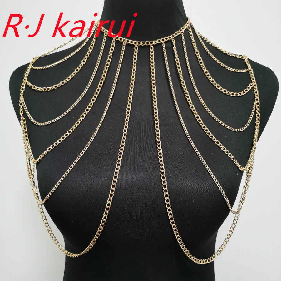 FREE SHIPPING STYLE A36 Gold Colour CHAIN DOUBLE SHOULDERS CHAIN JEWELRY 3 COLORS
