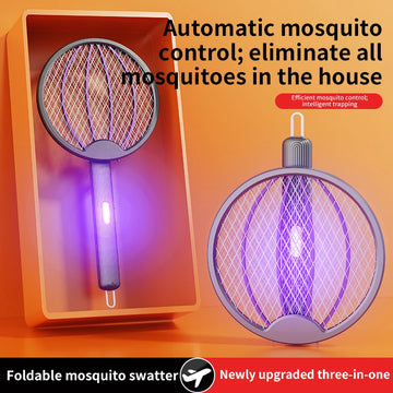 3 in 1 Foldable USB Rechargeable 3000V Mosquito Fly Swatter UV Trap LED Dual Switch Safe Grid 0° Wall Stick Bug Zapper