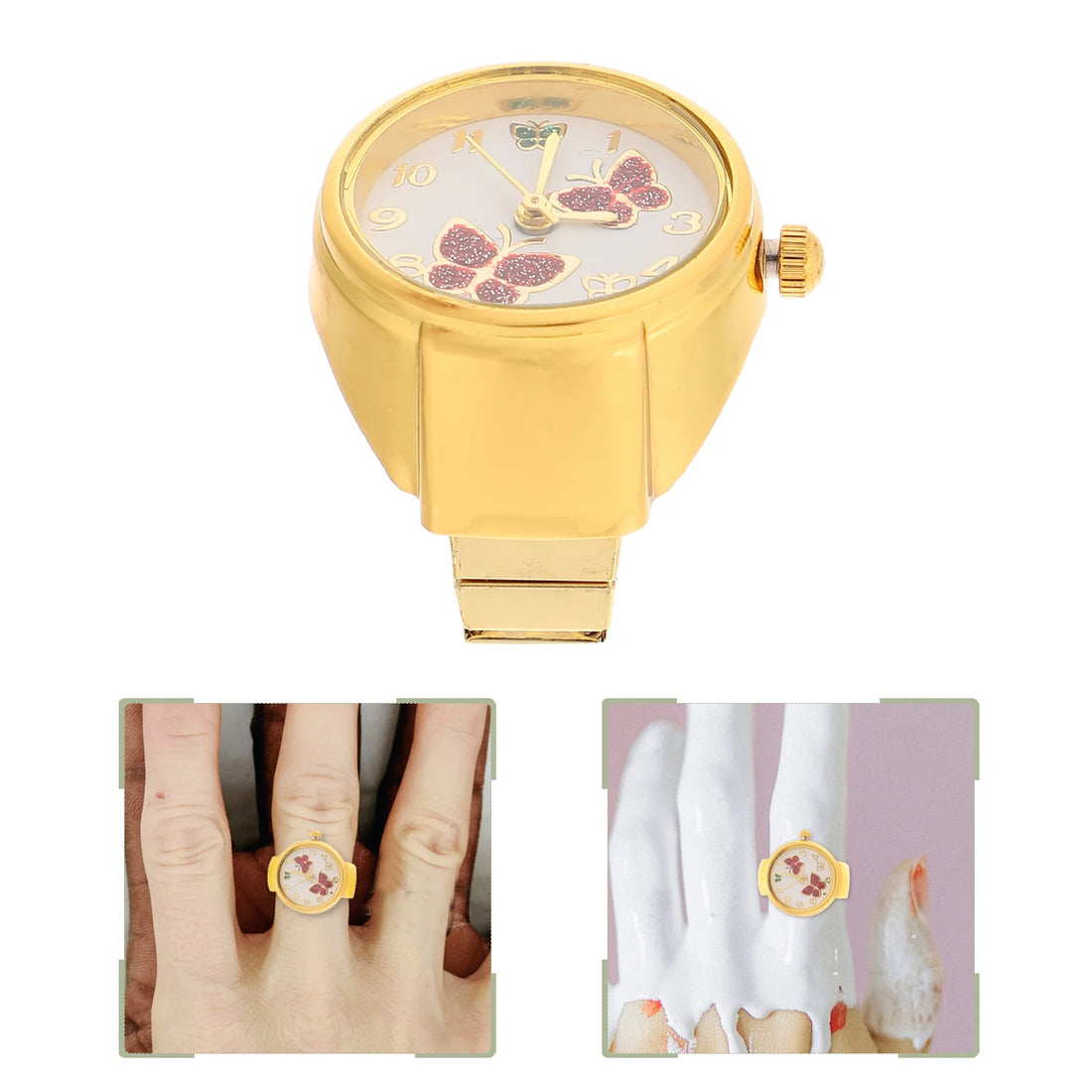 Ring Watch Finger Portable Bezel Wear-resistant People Watches For Men Stainless Steel Exquisite Wear-resistant Ring Clock Decor