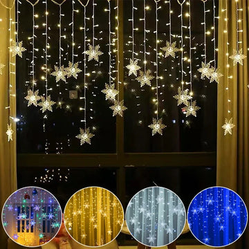 3.5M Christmas Snowflake LED String Lights Flashing Fairy Curtain Garland Lights Fancy Holiday Party New Year Decoration