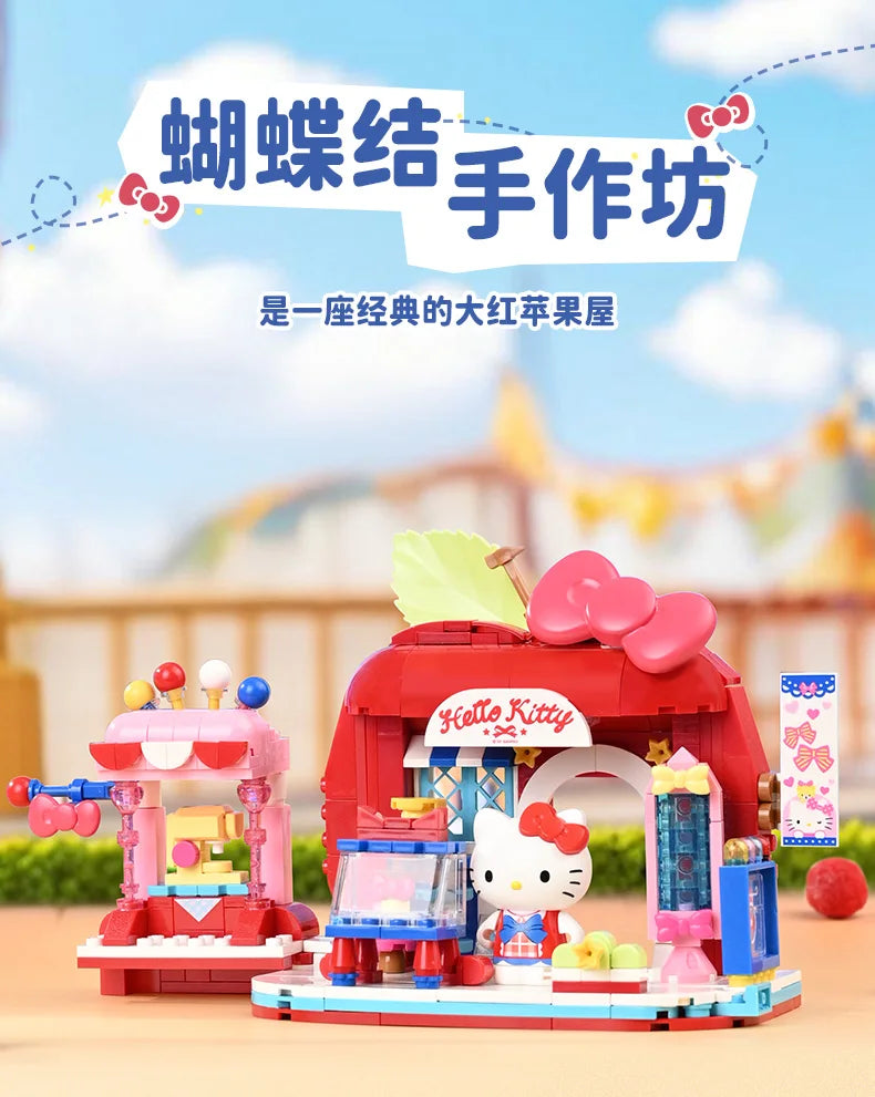 2025 New Keeppley Sanrio Street View Construction Building Blocks Kuromi Hello Kitty Collection Assembly Puzzle Children's Gift