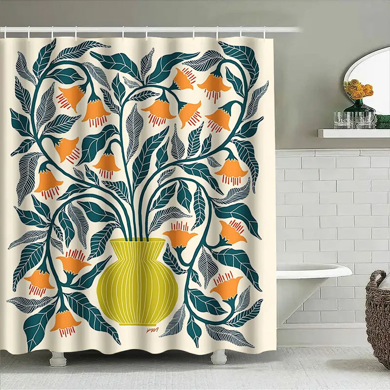 Elegant Floral Bouquet Shower Curtain for a Touch of Nature  Bathroom  Eco-Friendly Fabric   Non-Toxic   Spring Home Decor