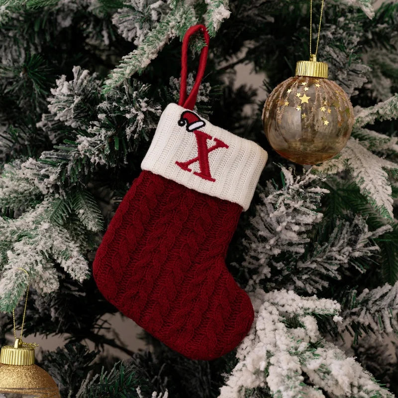 Christmas Alphabet Knitting Sock Christmas Tree Ornament Christmas Decoration For Home 2025 Noel New Year 2026 Xmas Gift