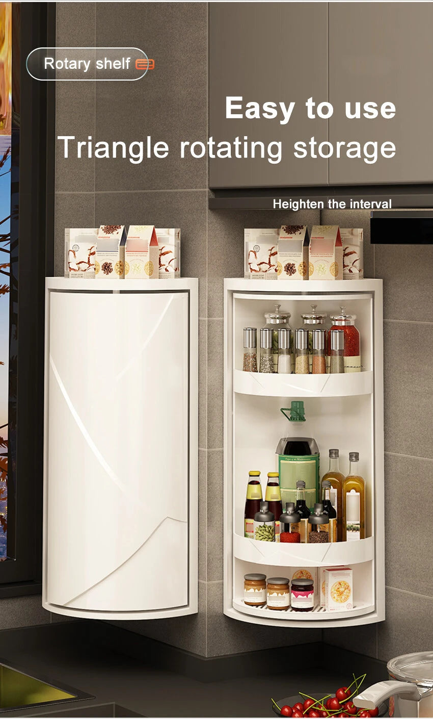 Kitchen Rotatable Layered Adjustable Shelf Bottle Holder Condiment Organizer Spice Jars, Can Rotating Storage Rack, Corner Shelf