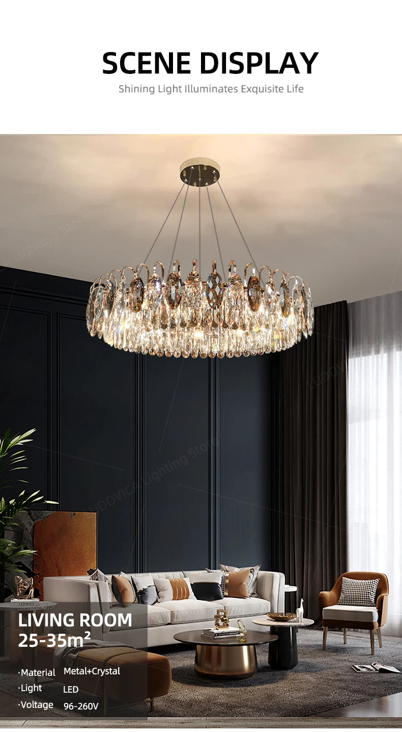 Modern Luxury Crystal Chandelier Living Room Kitchen Dining Room Chandelier Home Decoration LED Ceiling Chandelier