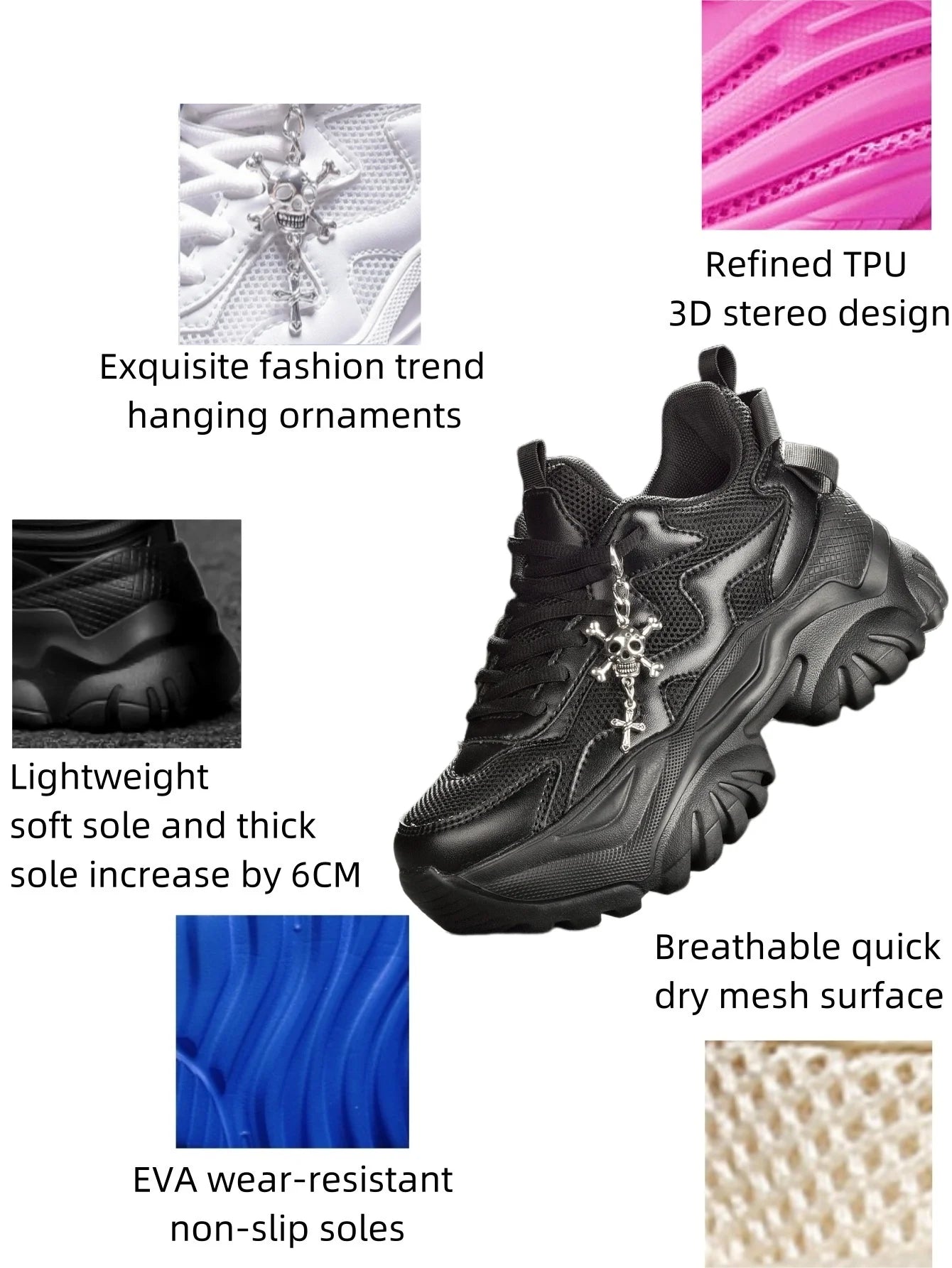 Women’s Punk Platform Sneakers Lace-Up High Heel Shoes