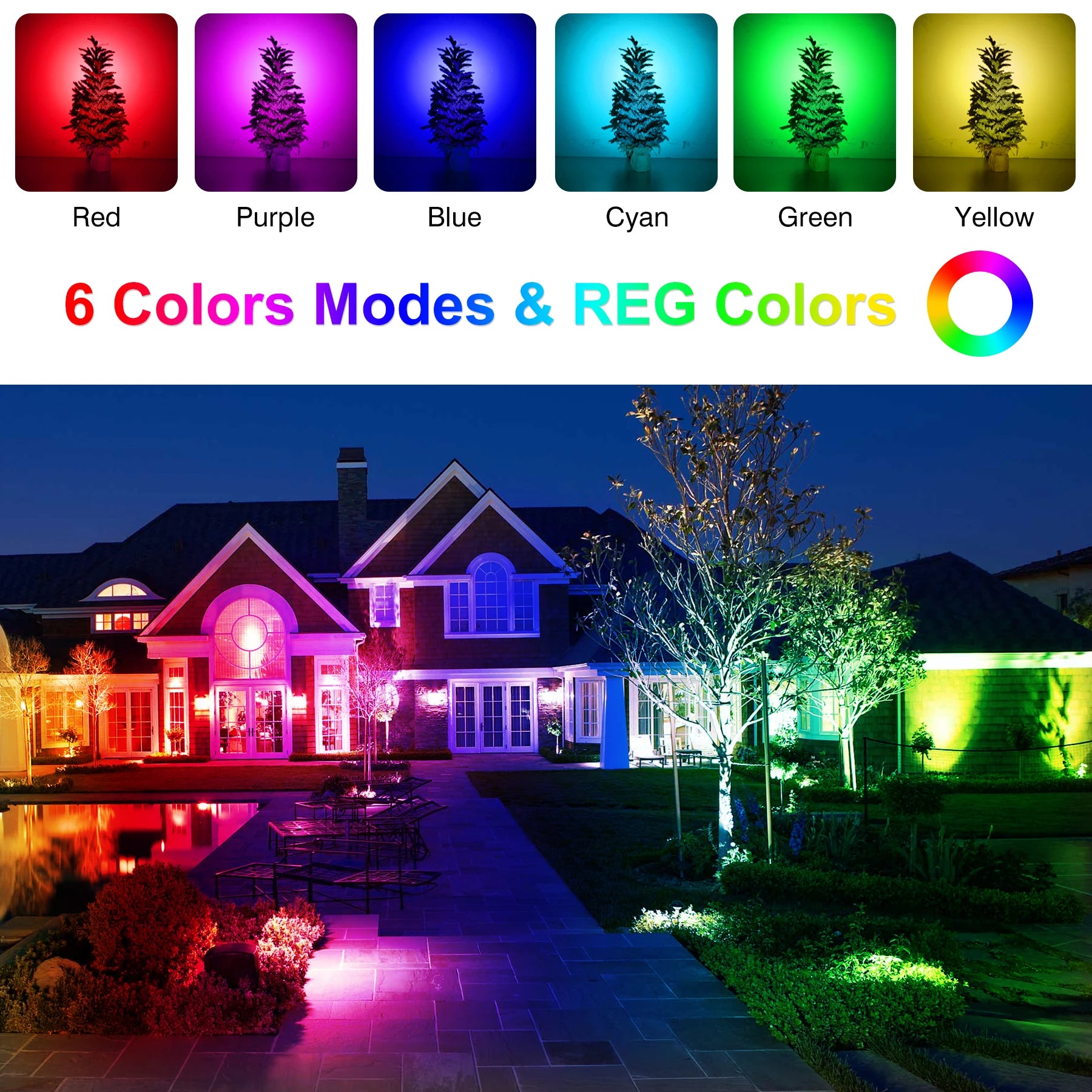 1/2/4/6 Lights RGB Solar Spotlight IP65 Waterproof Solar Light Outdoor Garden Light For Christmas Halloween Party Decor