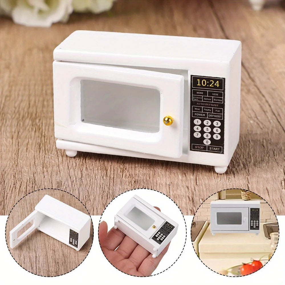 Miniature Dollhouse Kitchen Supplies, Microwave Oven, Furniture, Accessories