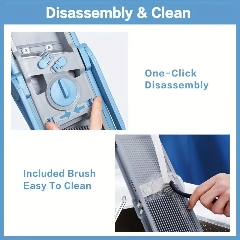 Safe Vegetable Slicer Adjustable Vegetable Chopper with 4 Modes Dicer, Julienne Kitchen Chopping Artifact (SkyBlue)