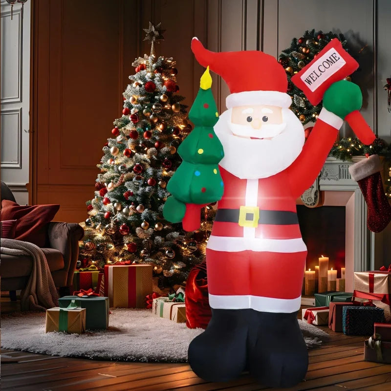 6/12FT Large Christmas Inflatables Santa Carrying Gift Bags Decoration Blow Up Xmas Toys Outdoor Courtyard Garden Party Decor