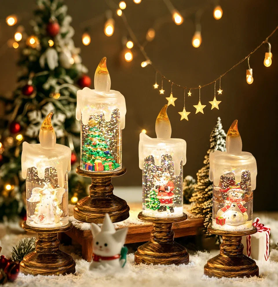 LED Christmas Tree Night Lights Christmas Candles Crystal Lights Christmas Gifts for Family and Friends Creative Gifts
