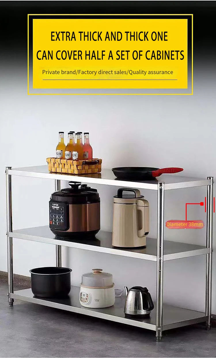 Stainless Steel Shelf, Kitchen Storage Rack, 3-Tier Shelving Units and Storage, Standing Shelving Work Table for Kitchen Garage