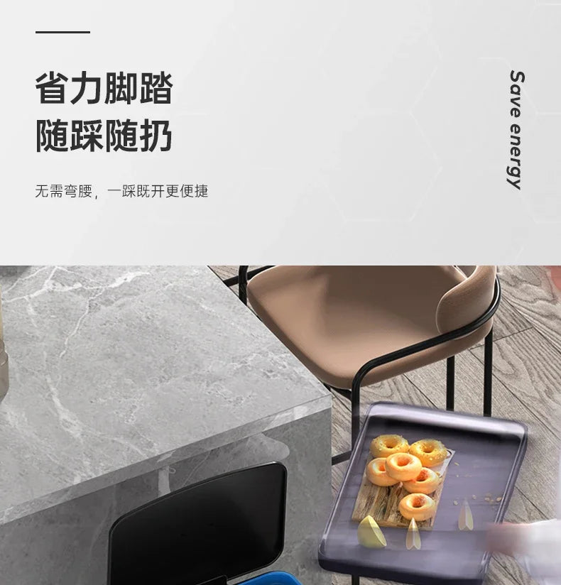 Kitchen Eye-Catching Garbage Can High-Standing Trash Bin Stylish Home Living Room Roller Creative Mobile Bedroom Bin