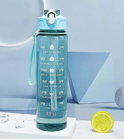 750ML Sports Water Bottle with Time-Tracking Straw Leak Proof Locking Flip Cover for Easy Carry Ideal for Outdoor Adventures