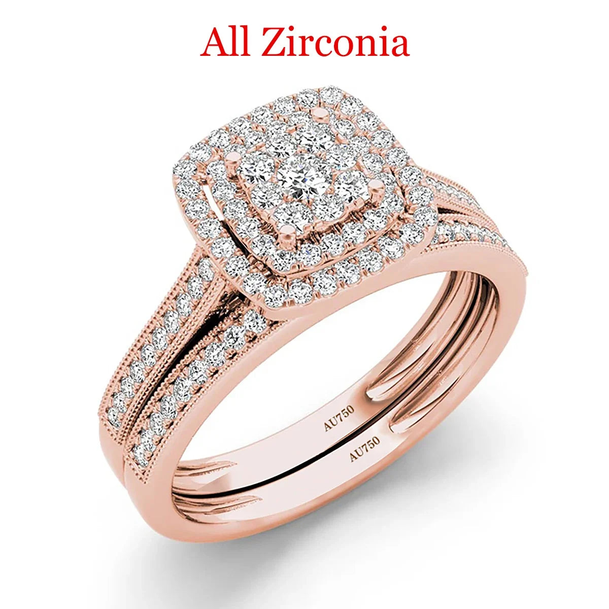 Rose Gold 2 Pieces Moissanite Ring Set For Woman D Color VVS1 Original 925 Silver Certified Bridal Jewelry Luxury Wedding Gift