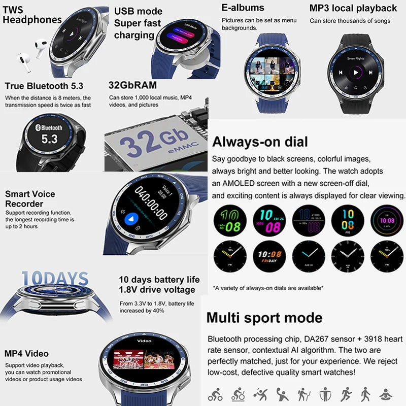 Watch X AMOLED Smart Watch with 32GB & Bluetooth Call