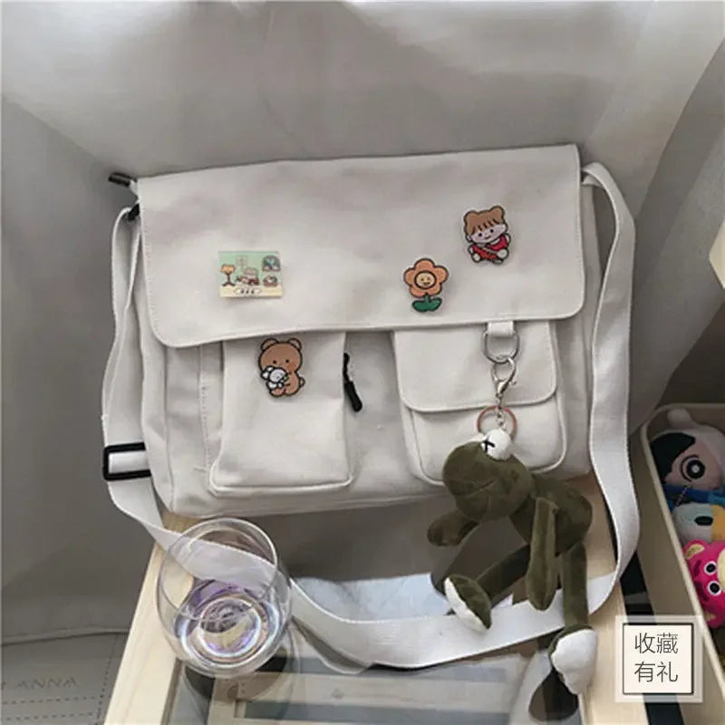 Canvas Messenger Shoulder Bag for Women & Girls