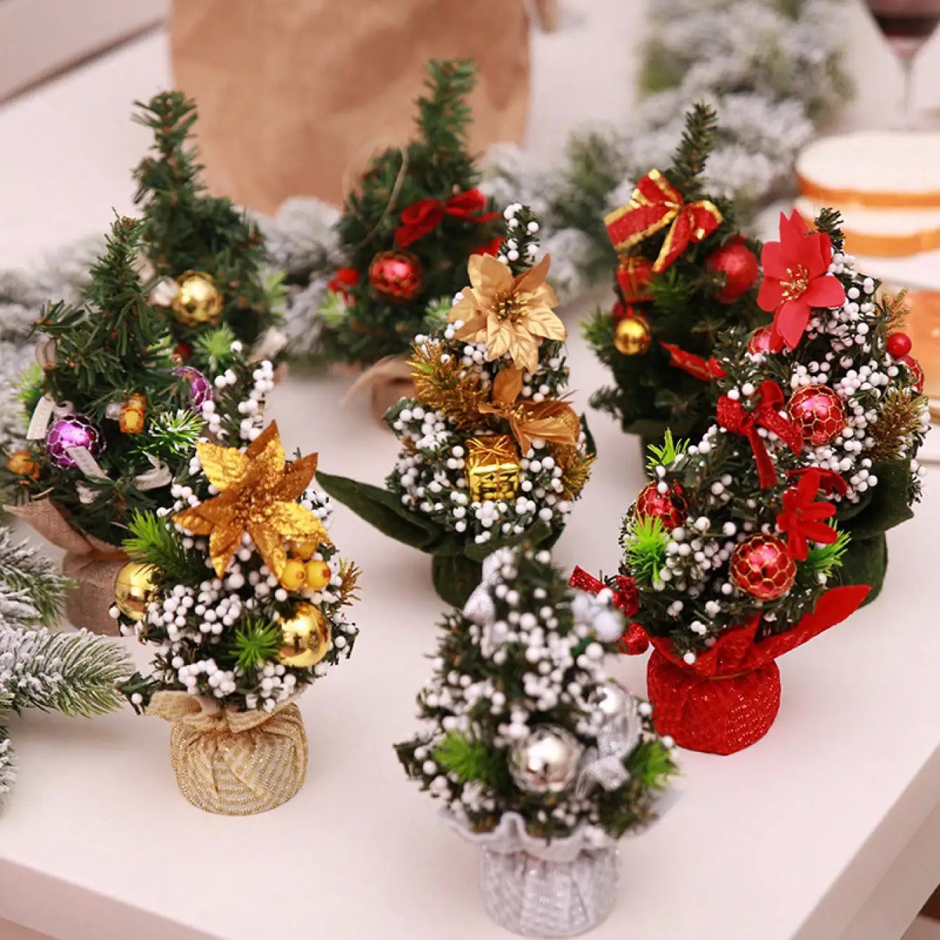 1 Pcs 20cm Christmas Tree Desktop Ornaments, Christmas Eve New Year Party Shopping Mall Wine School Home Decoration Ornaments